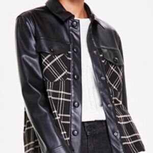 Liverpool Size S Faux-Leather Plaid/Black Jacket